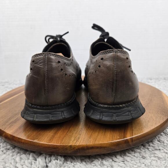 Cole Haan ZeroGrand Dark Brown Leather Medallion Wingtip Casual Oxford Mens 9 M - Picture 2 of 13